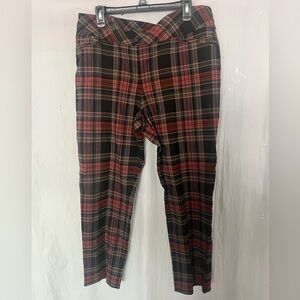 Attyre New York ankle length stretch pull on plaid women pants size 16
